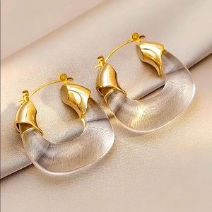 Gold and acrylic earrings